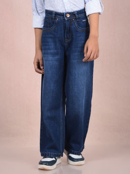 CRIMSOUNE CLUB - Boy Navy Blue Straight Cotton Jeans