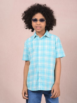 CRIMSOUNE CLUB - Boy Blue Checks Cotton Shirt