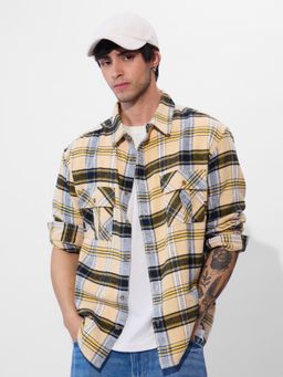 The Souled Store - Originals Plaid: Gold Dusk Men Utility Shirt