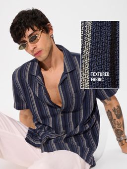 The Souled Store - Originals Solids Raw Navy Blue Mens Shirt