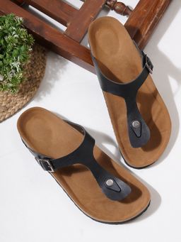MOZAFIA - Black Slip On Sandals for Men