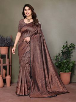 Vedant Vastram - Litchi Silk Banarasi Black Saree with Unstitched Blouse