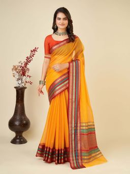 Vedant Vastram - Cotton Silk Jacquard Fancy Mustard Saree with Unstitched Blouse