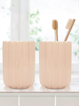Anko - Ceramic Toothbrush Holder for Bathroom, Set Of 2, Pink