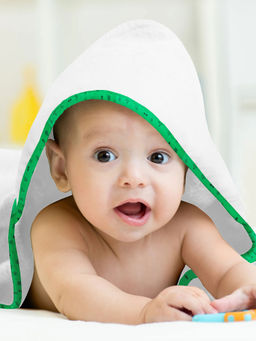 The Baby Atelier - 100% Organic Green Line Drawing Organic Hooded Towel