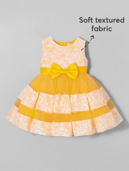 Hopscotch - Girls Mustard Polyester Blend Self Design Dress