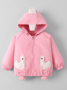 Hopscotch - Girls Pink Polyester Printed Jacket