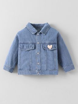 Hopscotch - Girls Blue Cotton Blend Embellished Jacket
