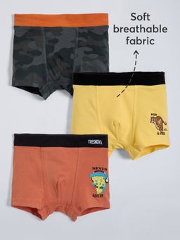 Hopscotch - Boys Multi-Color Cotton Blend Printed Underwears (Pack of 3)