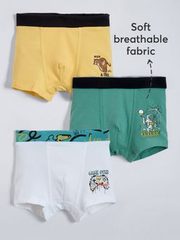 Hopscotch - Boys Multi-Color Cotton Blend Printed Underwears (Pack of 3)