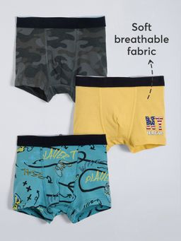 Hopscotch - Boys Multi-Color Cotton Blend Printed Underwears (Pack of 3)