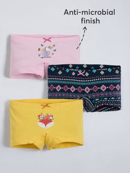 Hopscotch - Girls Multi-Color Cotton Blend Floral Briefs (Pack of 3)