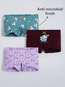 Hopscotch - Girls Multi-Color Cotton Blend Printed Briefs (Pack of 3)