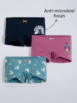 Hopscotch - Girls Multi-Color Cotton Blend Printed Briefs (Pack of 3)