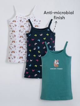 Hopscotch - Girls Multi-Color Cotton Blend Printed Camisoles (Pack of 3)