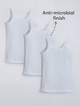 Hopscotch - Girls White Cotton Blend Solid Camisoles (Pack of 3)