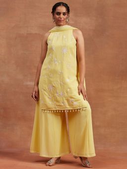 Gahan - Embroidered Georgette Kurta with Sharara and Dupatta