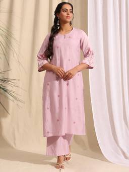 Gahan - Embroidered Cotton Blend Kurta with Palazzo