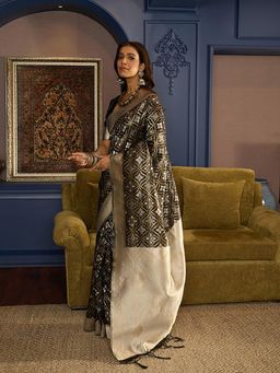 BFM - Store Black Linen Cotton Traditional Saree with Unstitched Blouse