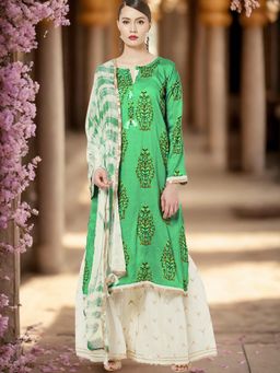Chhabra 555 - Semi-stitched Embroidered kurta with Bottom & Dupatta