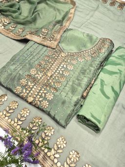 Chhabra 555 - Gota Patti Semi-stitched Punjabi kurta with Bottom & Dupatta