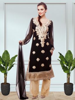 Chhabra 555 - Georgette Semi-Stitched Suit kurta with Bottom & Dupatta