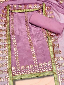 Chhabra 555 - Pink Gota Patti Punjabi Unstitched kurta with Unstitched Bottom & Dupatta