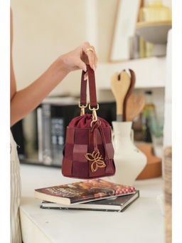 AMREE - Burgundy Petite Derby Bucket Bag