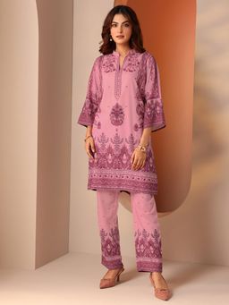 Libas - Pink Ethnic Motif Printed Straight Co-Ord Set