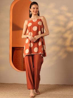 Libas - Rust Printed A-Line Kurti and Pant