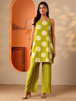 Libas - Green Printed A-Line Kurti and Pant