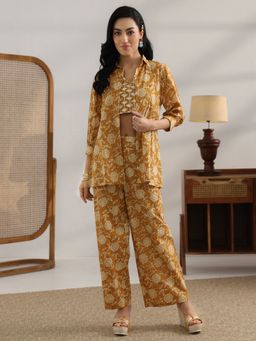Libas - Mustard Ethnic Motif Floral Printed Co-Ord Set
