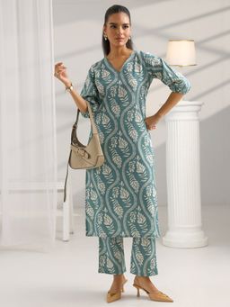 Libas - Sea Green Ethnic Motif Printed Kurta and Pant