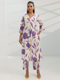 Libas - Purple Ethnic Printed Kurta and Pant