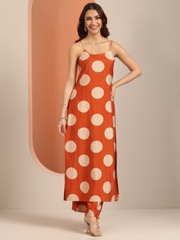 Libas - Rust Printed Straight Kurta and Palazzo