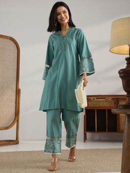 Libas - Blue Embroidered Straight Kurta and Pant