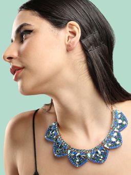 Sohi - Gold Plated Blue Stone Necklace for Women