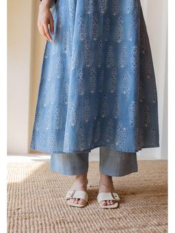 The Indian Ethnic Co. - Yashi Blue Ajrakh Cotton Straight Pant