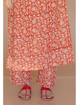 The Indian Ethnic Co. - Yashi Red Bagru Cotton Straight Pant