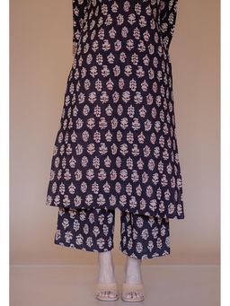 The Indian Ethnic Co. - Yashi Black Bagru Cotton Straight Pant