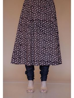 The Indian Ethnic Co. - Miral Black Solid Slub Cotton Churidar