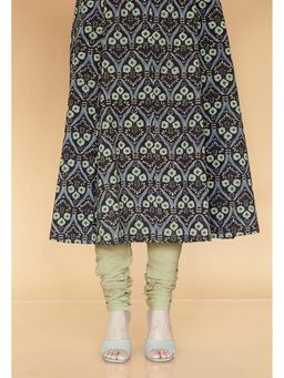 The Indian Ethnic Co. - Miral Green Solid Slub Cotton Churidar