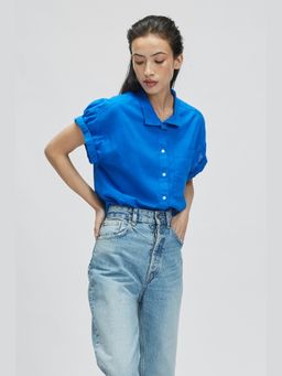 TERRA LUNA - Women Blue Electra Khadi Shirt