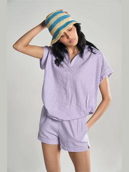 TERRA LUNA - Women Elba Purple Khadi Shirt