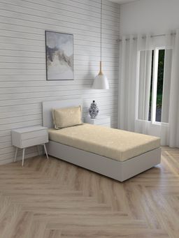 Layers - Panchatatva Cotton 146 Tc Single Bedsheet - Beige (Set of 2)