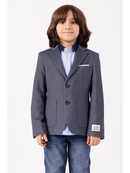 One Friday - Boy's Blue Formal Knitted Blazer with Chest Pocket Square