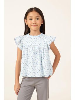 One Friday - Girl's White Printed Regular Top