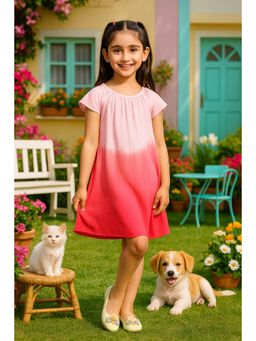 Maaesa - Tie and Dye Dyed Short Sleeve Gathered or Pleated A-Line Dress