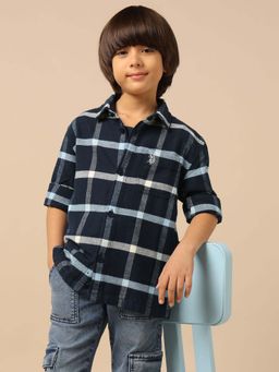U.S. POLO ASSN. - Kids Boy's Windowpane Checked Twill Shirt