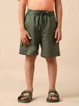 U.S. POLO ASSN. - Kids Boys Olive Relaxed Fit Solid Cargo Shorts